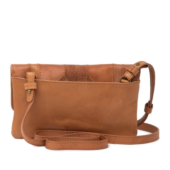 new Lucky Brand ☀︎ Axil Patchwork Leather Crossbody Clutch Handbag ☀︎︎ Cognac - Picture 8 of 17